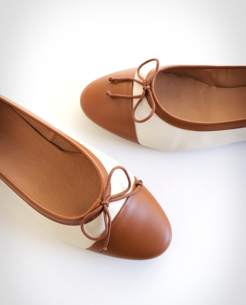 ROS Lisbon - ROS Ballerinas Off White & Cognac (3)