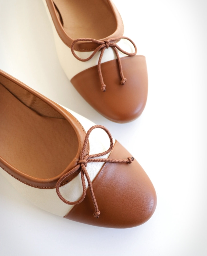 ROS Lisbon - ROS Ballerinas Off White & Cognac (4)