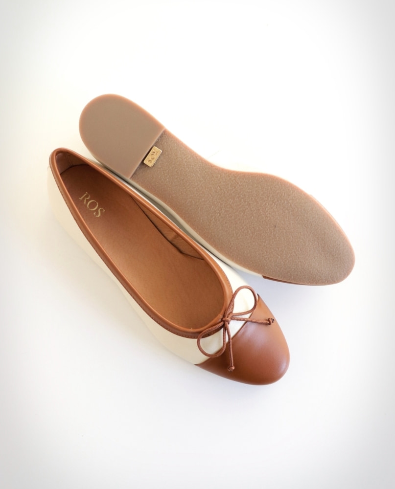ROS Lisbon - ROS Ballerinas Off White & Cognac (6)