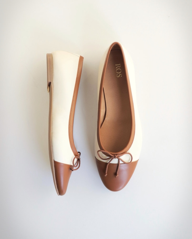 ROS Lisbon - ROS Ballerinas Off White & Cognac (5)